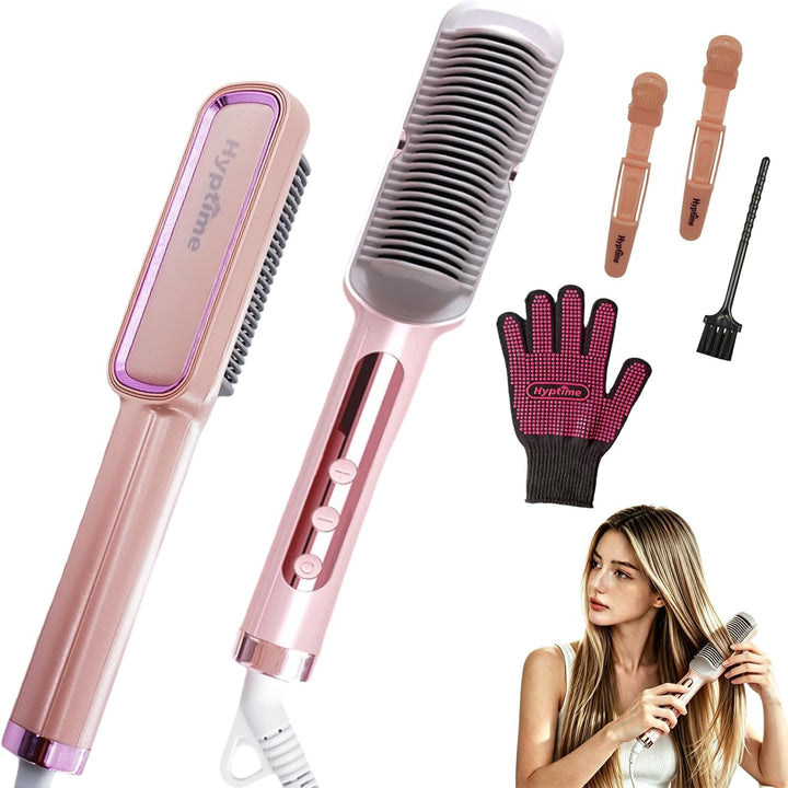 Hyptime Cepillo alisador de iones negativos para mujer, 2 en 1, ali...