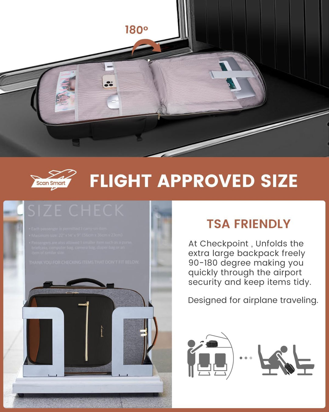 LOVEVOOK 50L - Mochila de viaje para mujeres y hombres, equipaje de...