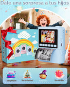 Cámara de impresión instantánea para niños, cámaras de impresión digital instantánea 1080P para niños pequeños, juguete portátil para niñas de 4, 5, 6, 7, 8, 9, 10 años, regalos de cumpleaños de Navidad para niñas y niños con tarjeta SD azul