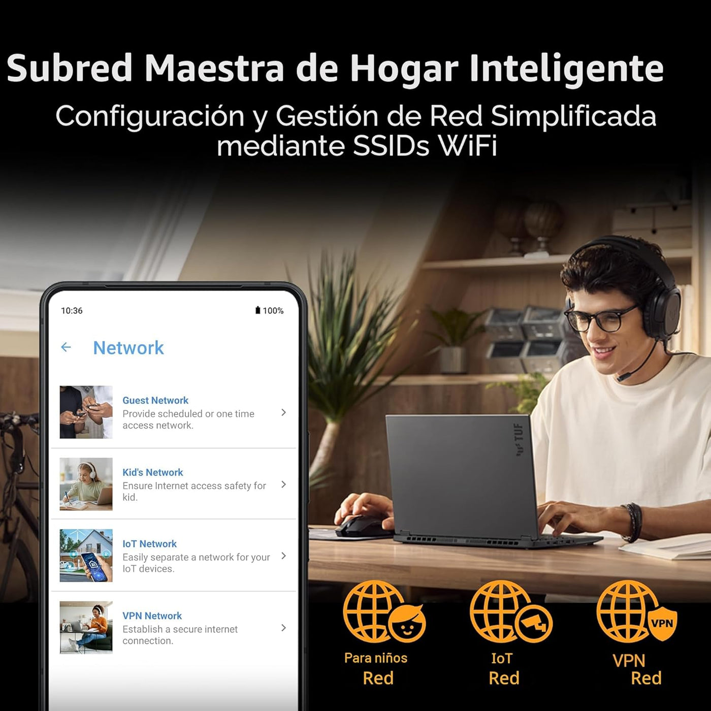 ASUS TUF Gaming BE6500 - Router WiFi 7 de doble banda, hasta 6.5 Gb...