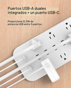 Belkin Regleta de protección contra sobretensiones de 12 salidas con 12 salidas de CA, 2 puertos USB-A y 1 puerto USB-C, cable de 6 pies, certificado UL con protección contra sobrecarga y sobretensión