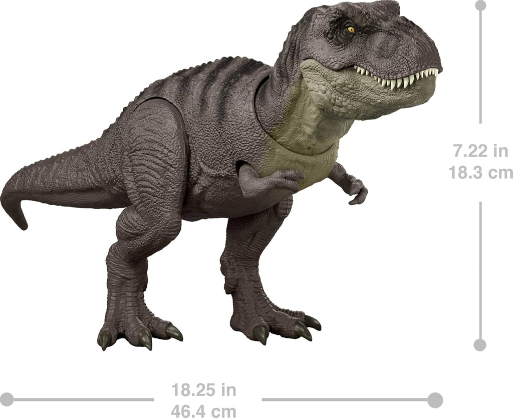 Jurassic World T-Rex figura de acción, juguete de dinosaurio, ataque de mordisco