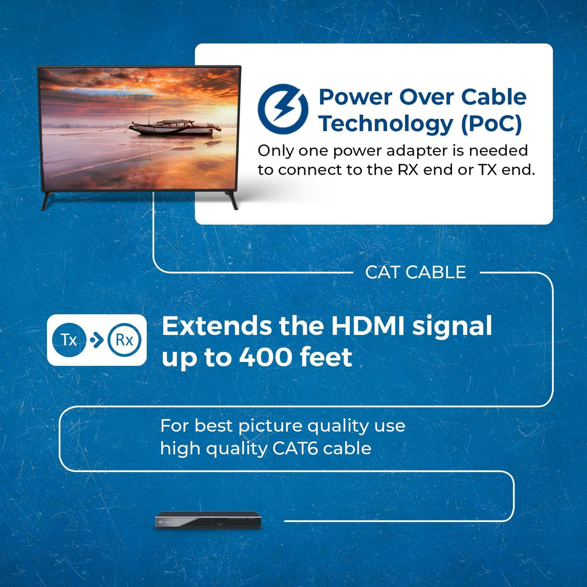 OREI Extensor HDMI HDBaseT 400ft - 4K2K@60Hz RS-232 HDR bidireccional IR