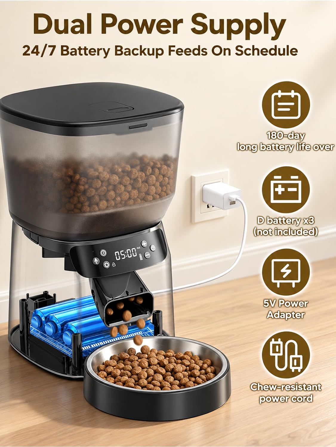 Alimentador automático para gatos y fuente de agua para gatos
