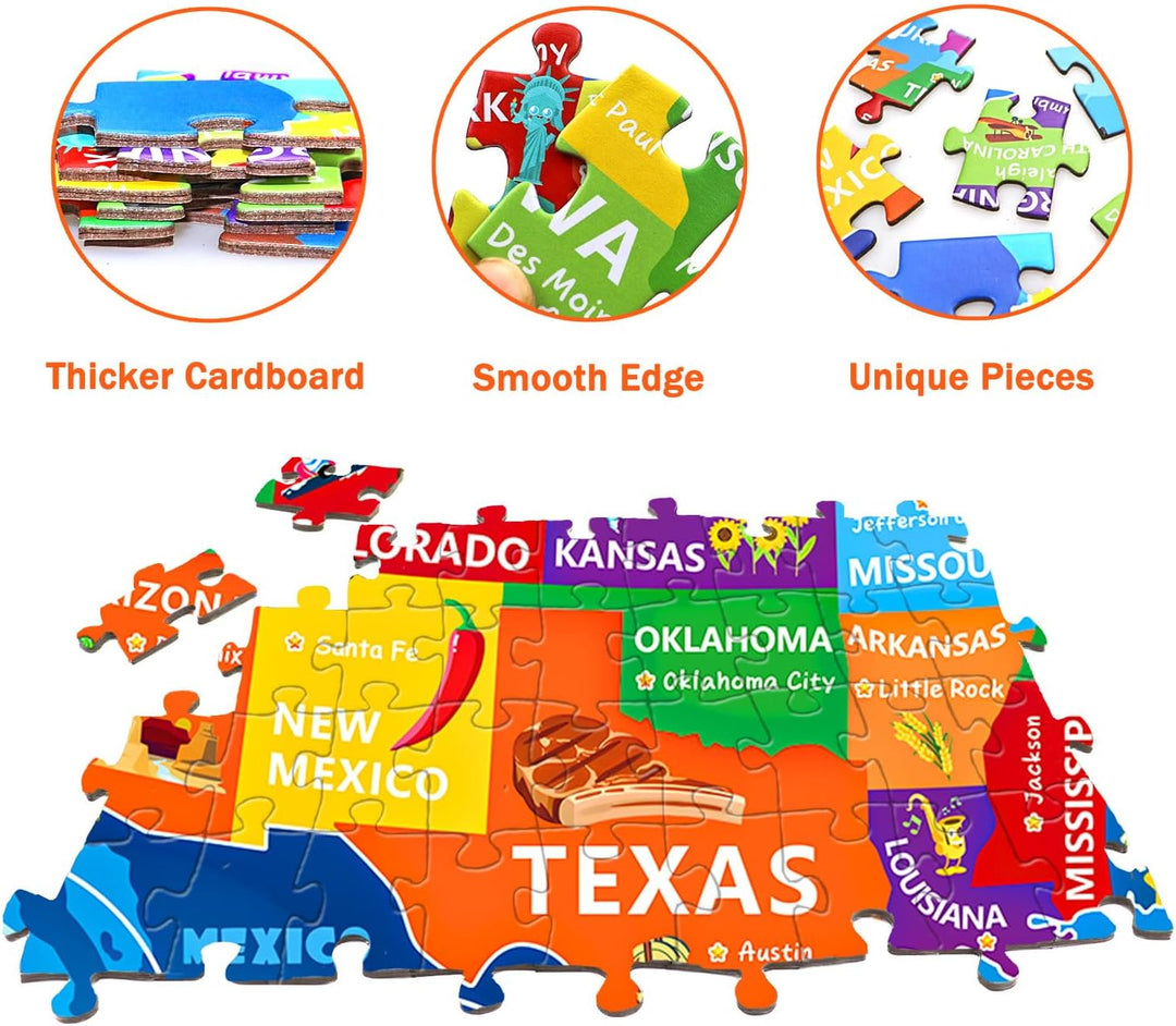 Rompecabezas de mapa de Estados Unidos para niños de 6 a 8