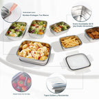 10 recipientes de almacenamiento de alimentos de acero inoxidable 304 con tapas herméticas a prueba de fugas, lonchera Bento apilable para preparación de comidas, recipientes de metal reutilizables