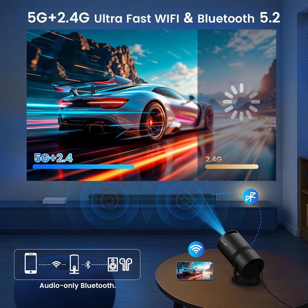 Mini proyector portátil con WiFi y Bluetooth, compatible con proyec...