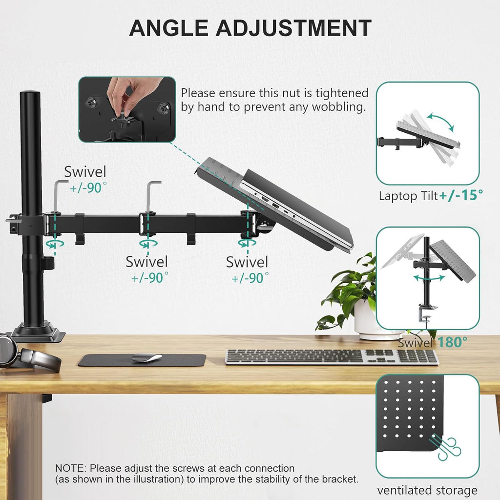 WALI Adjustable Laptop Desk Mount para 17 inch Notebook o 32 inch Screen