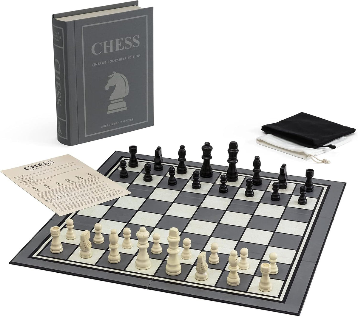 WS Game Company Juego de mesa de ajedrez Vintage Bookshelf Edition con
