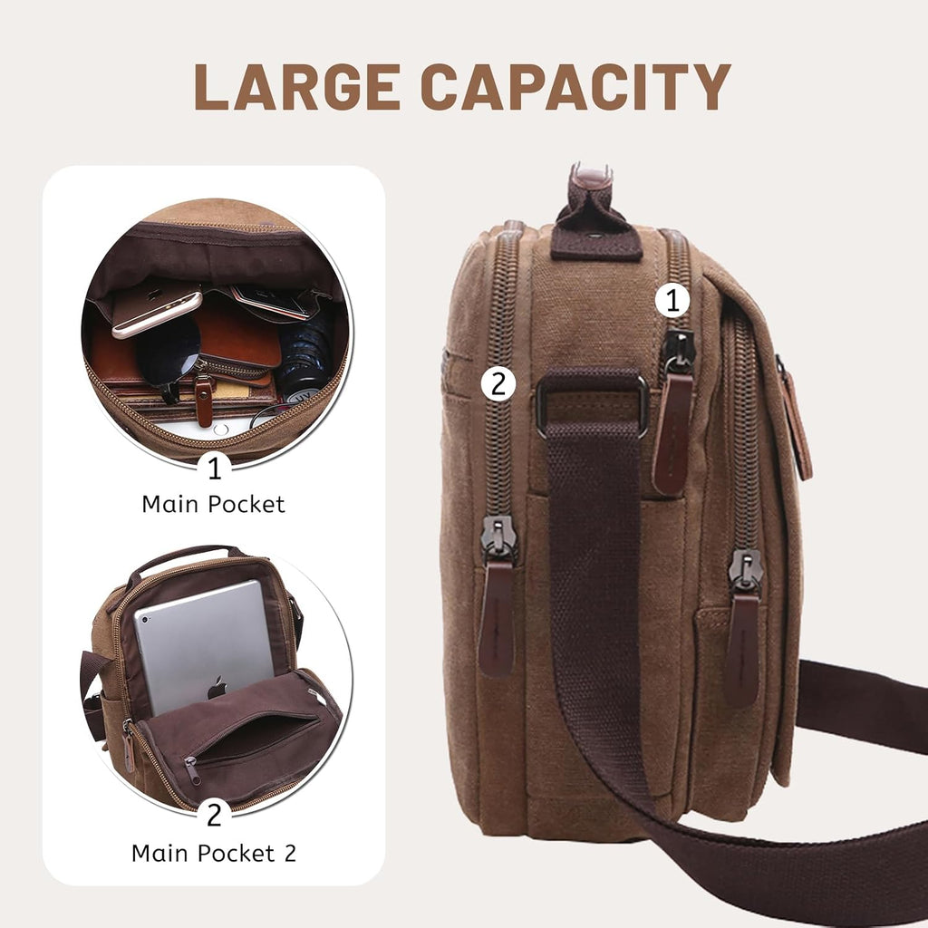 mygreen Bolso pequeño de hombro cruzado de lona para mensajero Bolso de trabajo