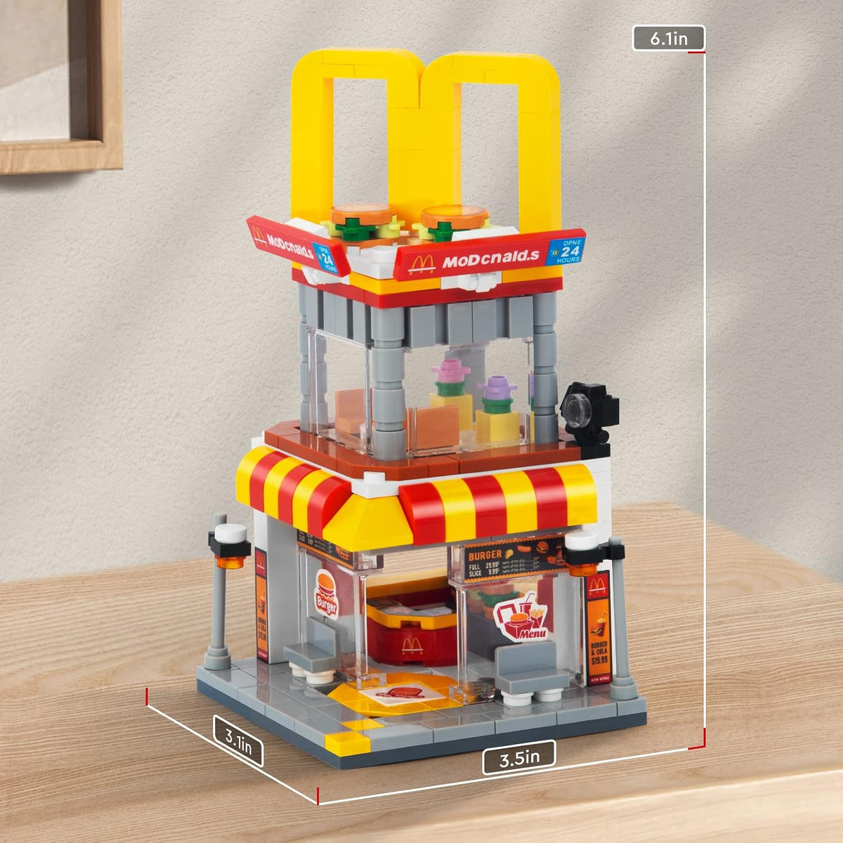 HIGH GODO City Street View - Juego de construcción de hamburguesas, modelo creativo MOC, juguetes de modelo creativo, decoración única para el hogar, ideas para regalo de cumpleaños (244 piezas)