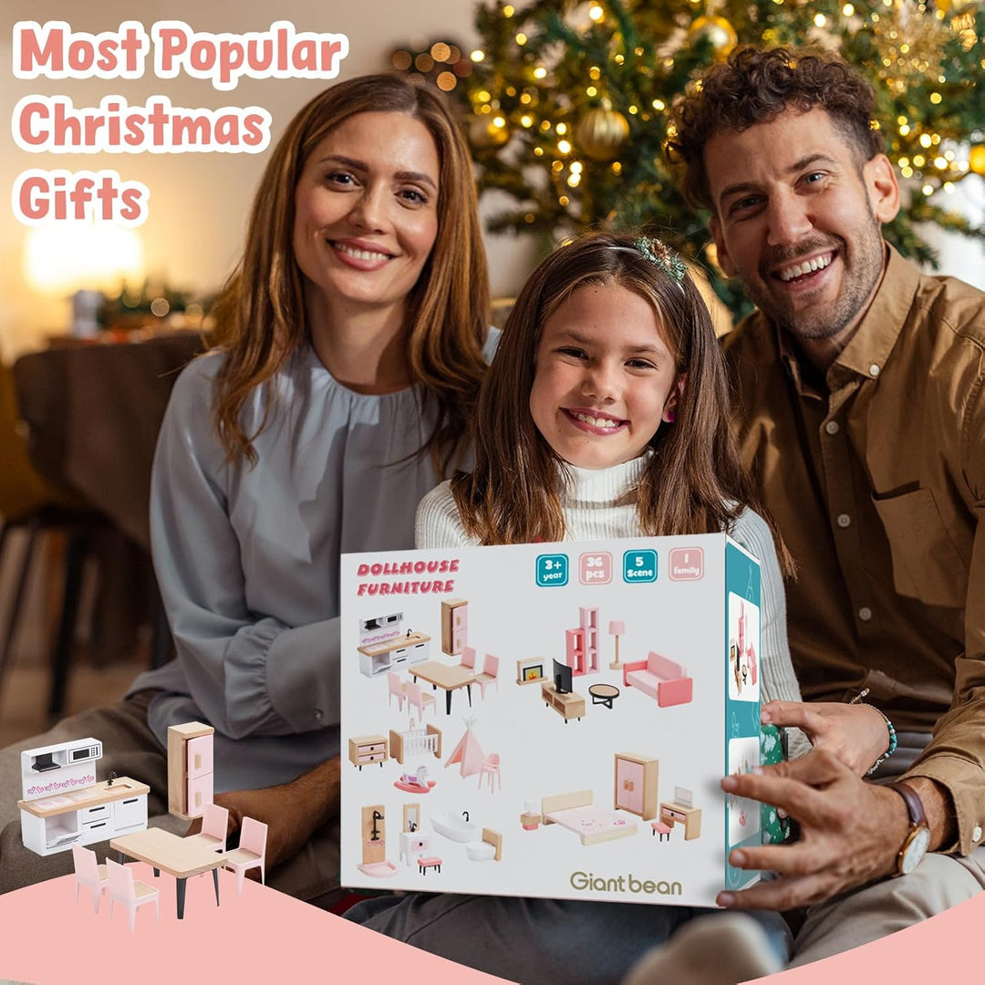Giant bean Juego de muebles de casa de muñecas de madera de 36 piez...