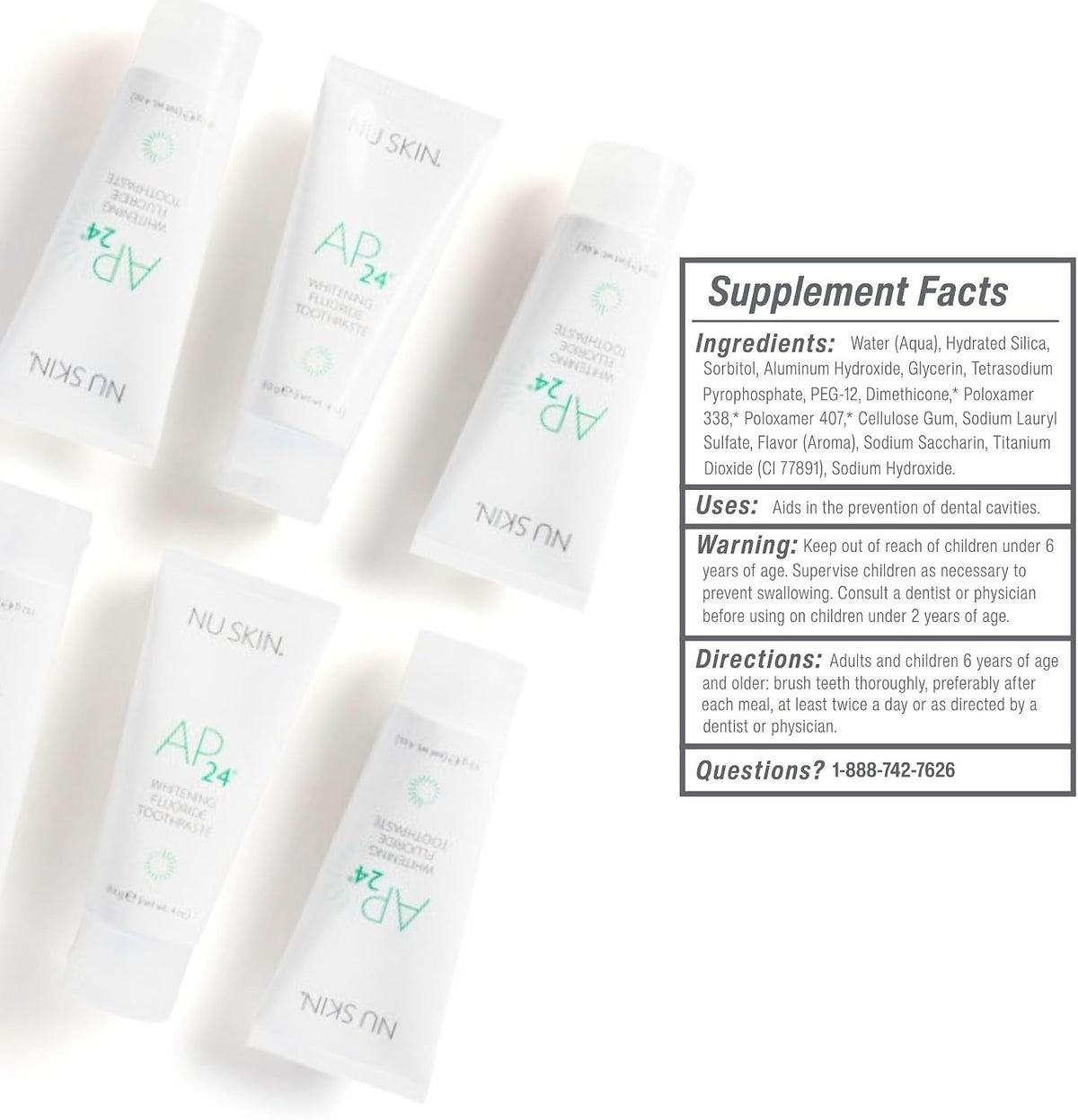 Nu Skin AP 24 Pasta dental blanqueadora sin flúor, 4 onzas, 1 paque...