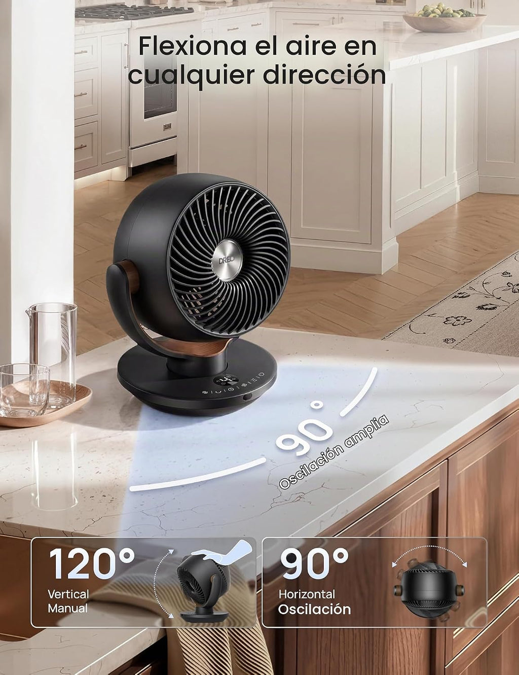 Dreo Ventilador para dormitorio, ventilador circulador de aire de e...