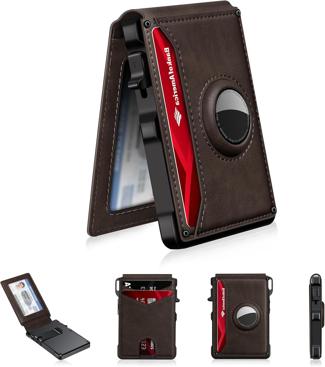 KIKVES Billetera para Airtag para hombre, tarjetero para AirTag con...