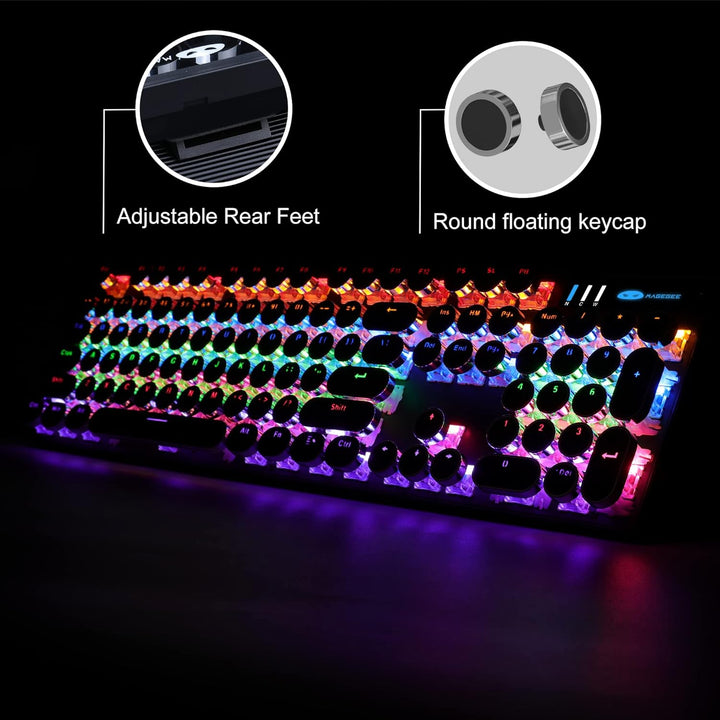 Camiysn Teclado Mecánico para Juegos Estilo Máquina de Escribir, Te...