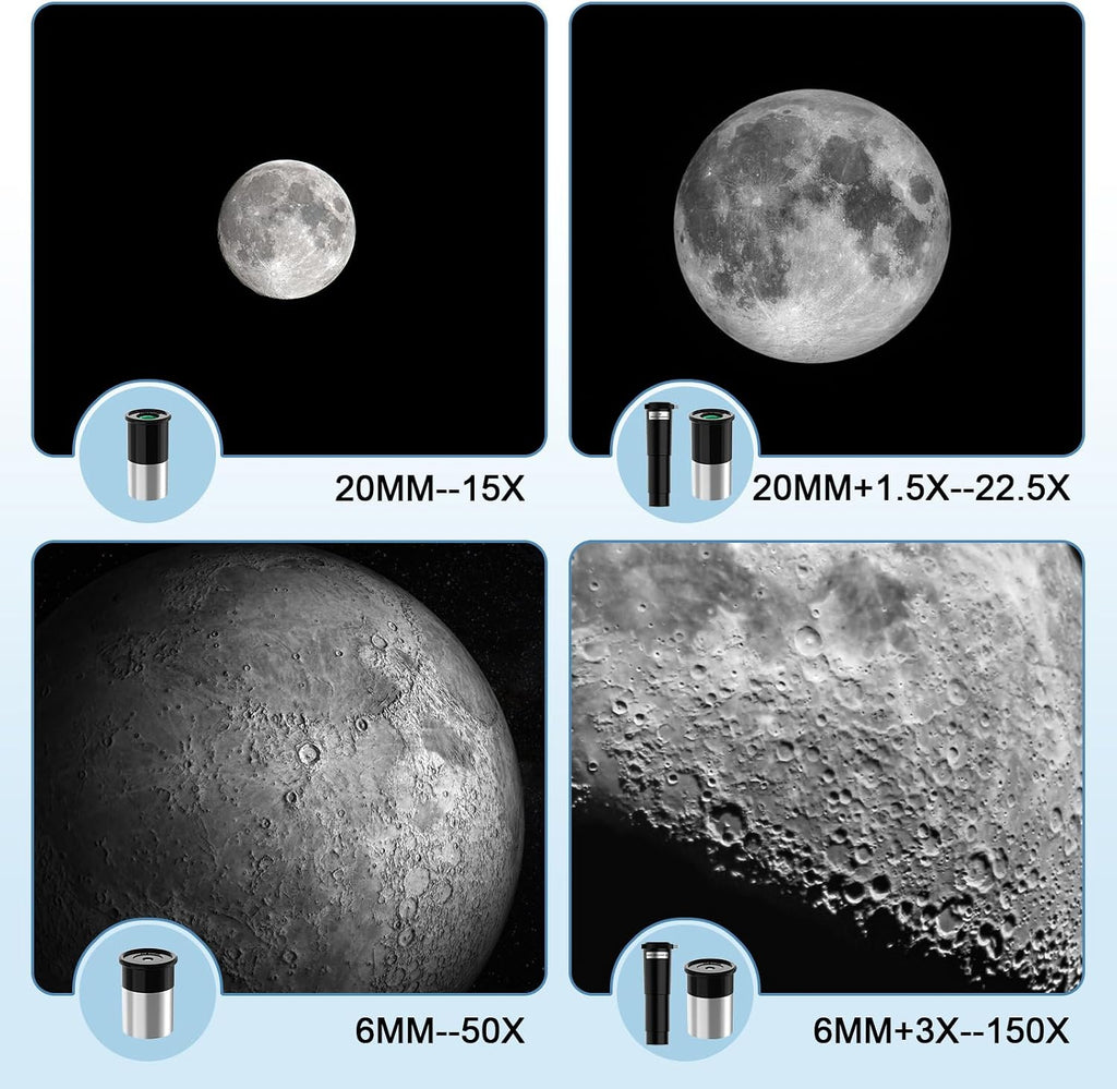 Telescopio para niños, telescopios de apertura de 2.756 in para adultos (15X-150X) con óptica FMC, telescopio refractor astronómico de 11.811 in para principiantes con adaptador de teléfono