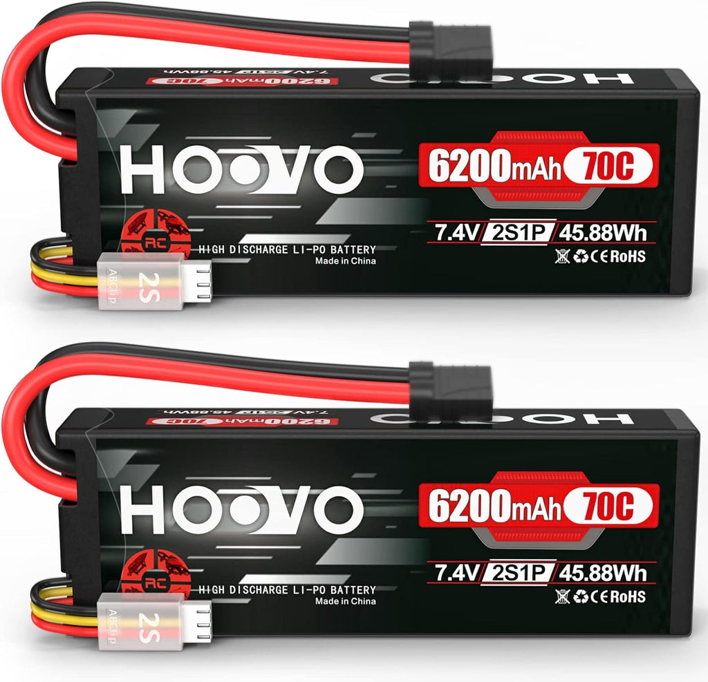 HOOVO 7.4V 70C 6200mAh 2S Lipo Batería Estuche Duro con Enchufe Tracxas (2