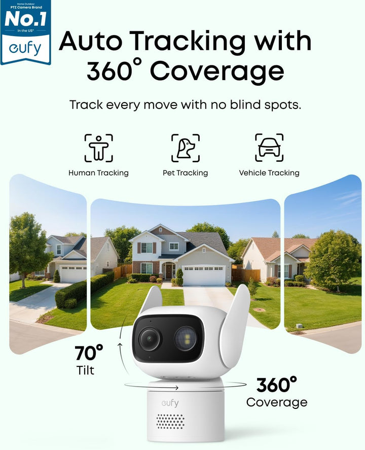 eufy - Cámara de seguridad para interiores y exteriores C31, IP66,...
