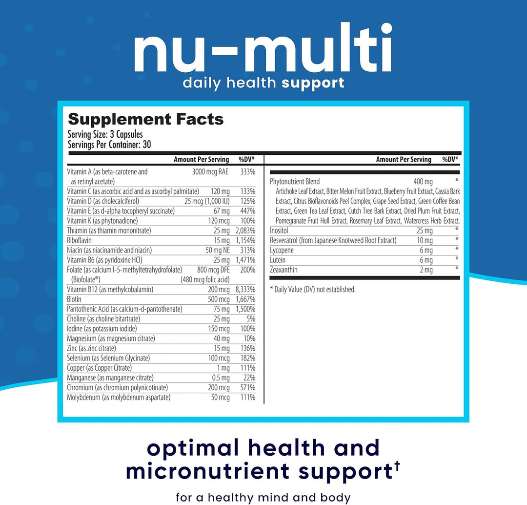 NuEthix Formulations Nu-Multi Suplemento dietético de apoyo de micr...