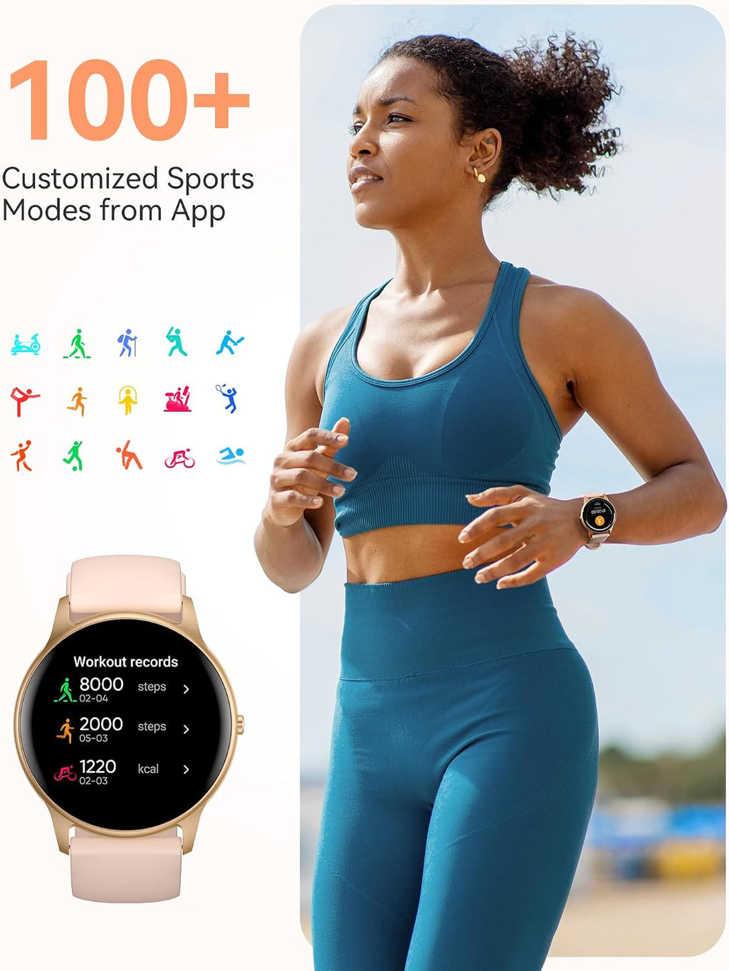 AGPTEK Reloj inteligente para mujer, reloj inteligente impermeable de 5 ATM