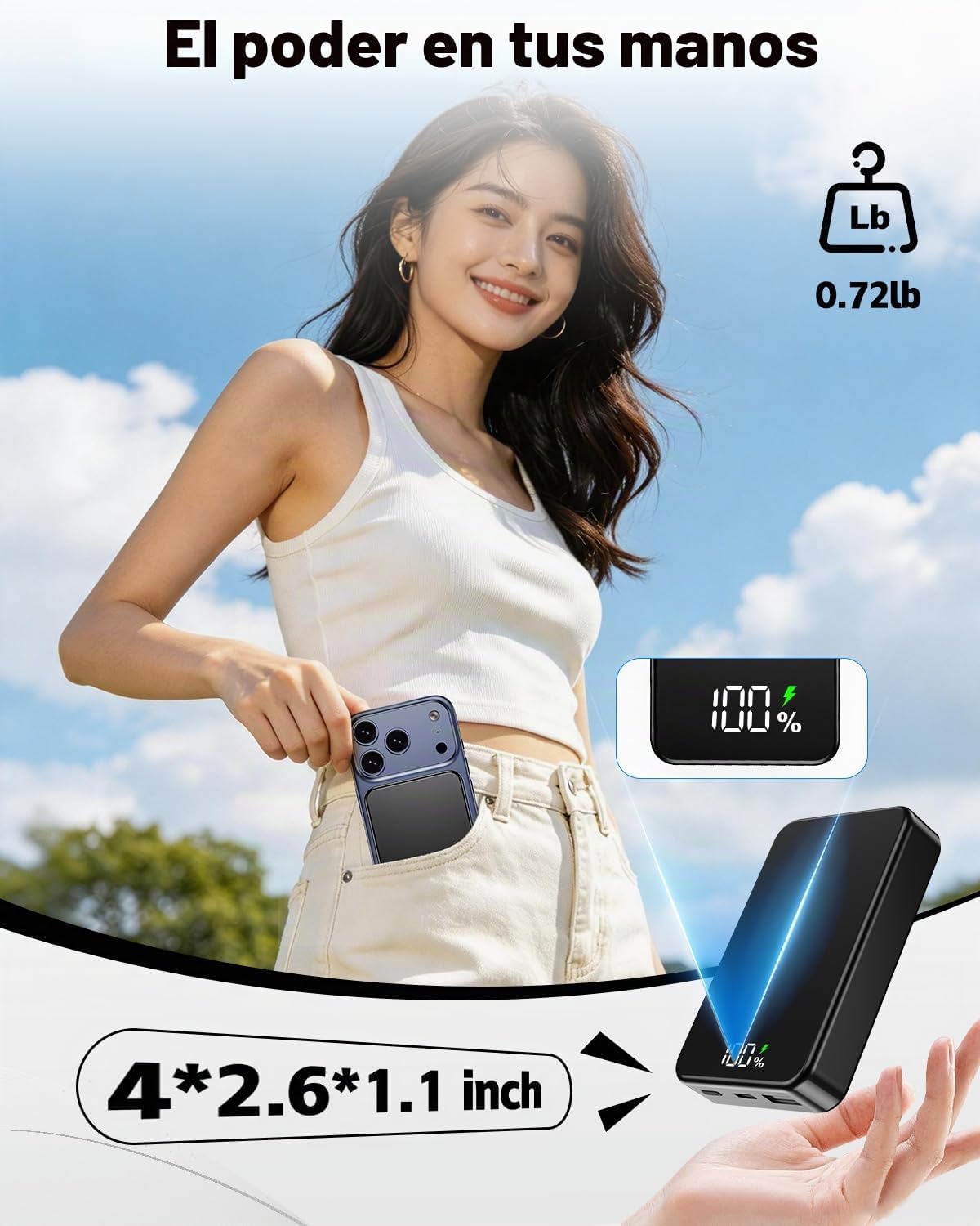 ZIKIHAA Banco de energía magnético de 26800 mAh para cargador portá...