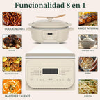 Claypot olla de cocción lenta de 4 cuartos de galón, olla multicocción 8 en 1 con programación flexible, bandeja extraíble, antiadherente, apta para horno hasta 450 °F, avena