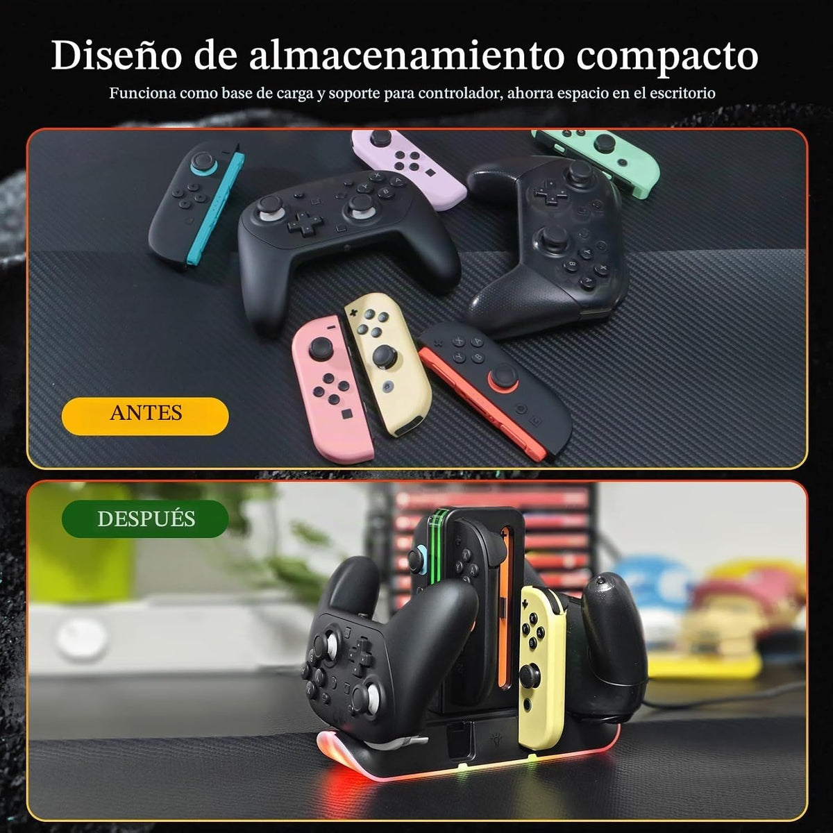 Cargador de controlador Switch 2, base para controladores Joy-Con 2 y Pro