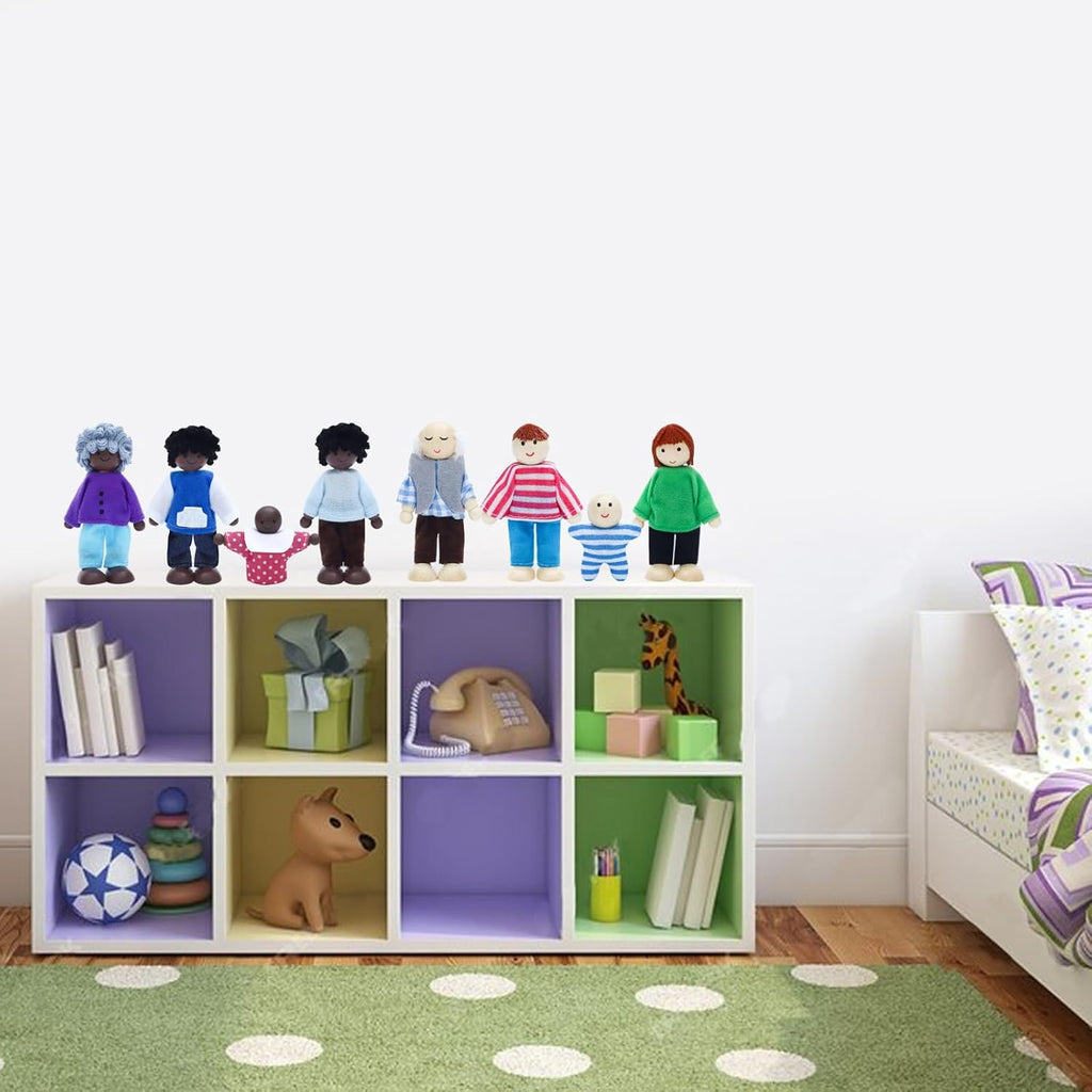 ONEST Juego de 10 piezas de casa de muñecas de madera, mini figuras