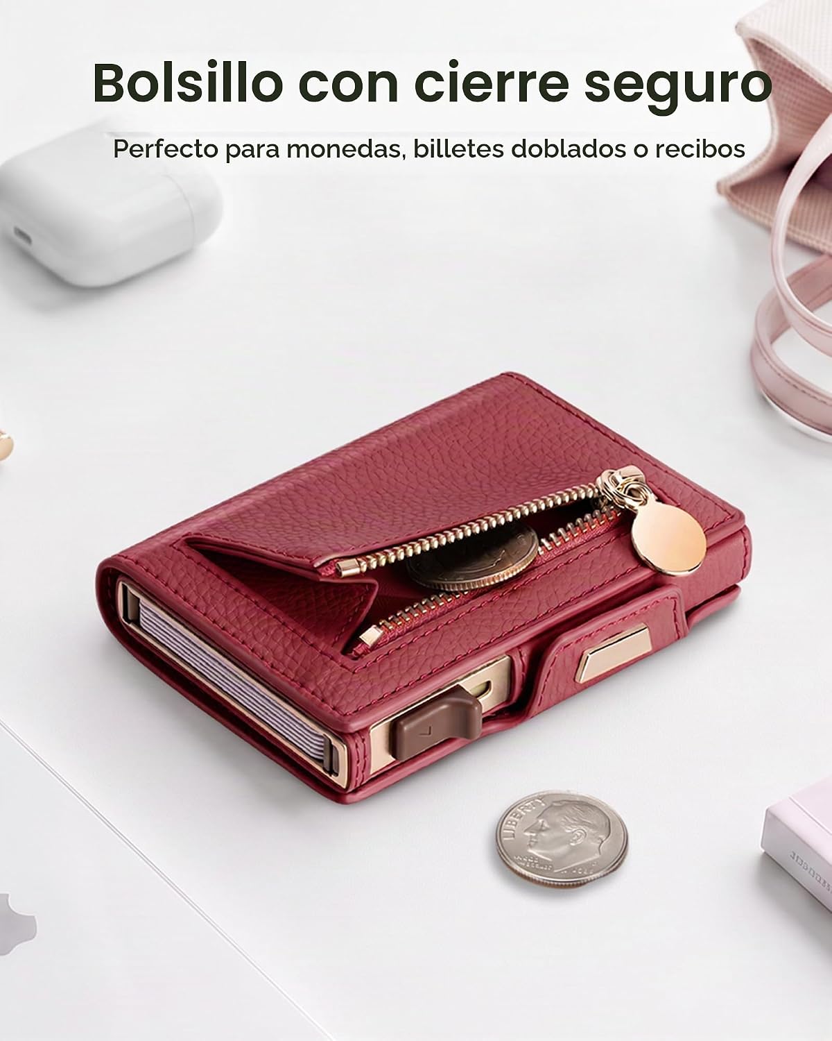 typecase Billetera para mujer RFID Pop Up Tarjetero Cartera de cuero