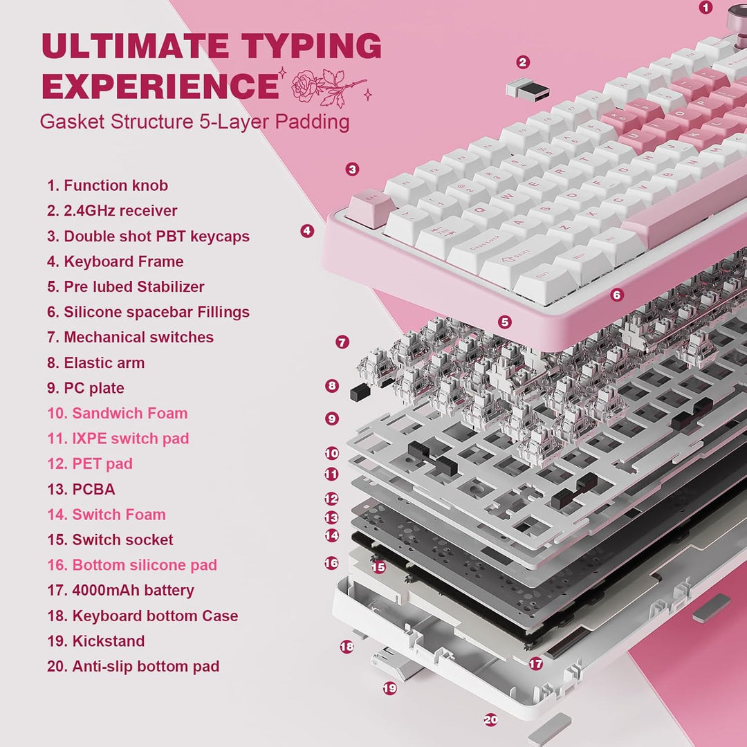 YUNZII B75 PRO Teclado mecánico inalámbrico, diseño 75% con perilla...