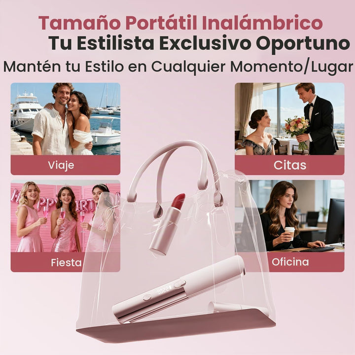 CHIKYO Plancha de pelo inalámbrica 2 en 1, rizador portátil sobre l...