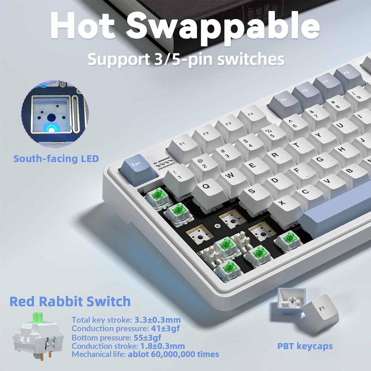 CORBOBO LINGBAO K108 Pro Teclado mecánico inalámbrico con pantalla...