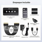 Cable Matters Conmutador USB 3.0 de 4 puertos para 4 computadoras, soporte