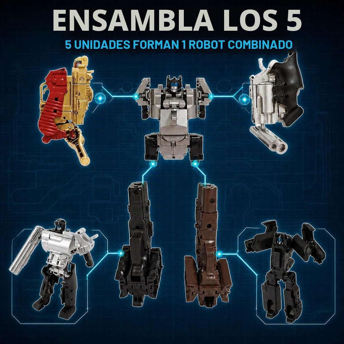 Mini robot transformador 5 en 1 para niños mayores de 6 años