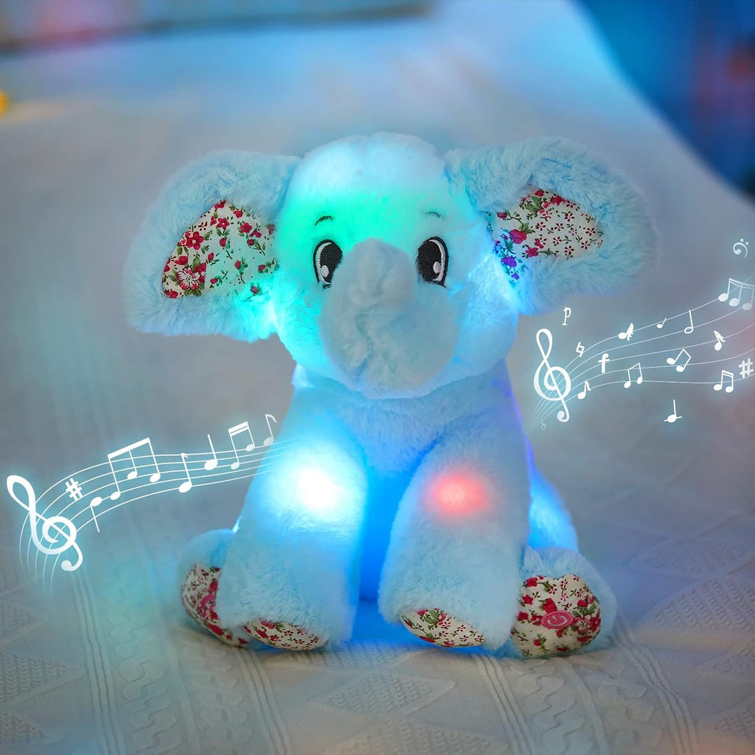 BSTAOFY - Elefante de peluche musical con luces LED de 12 pulgadas,...