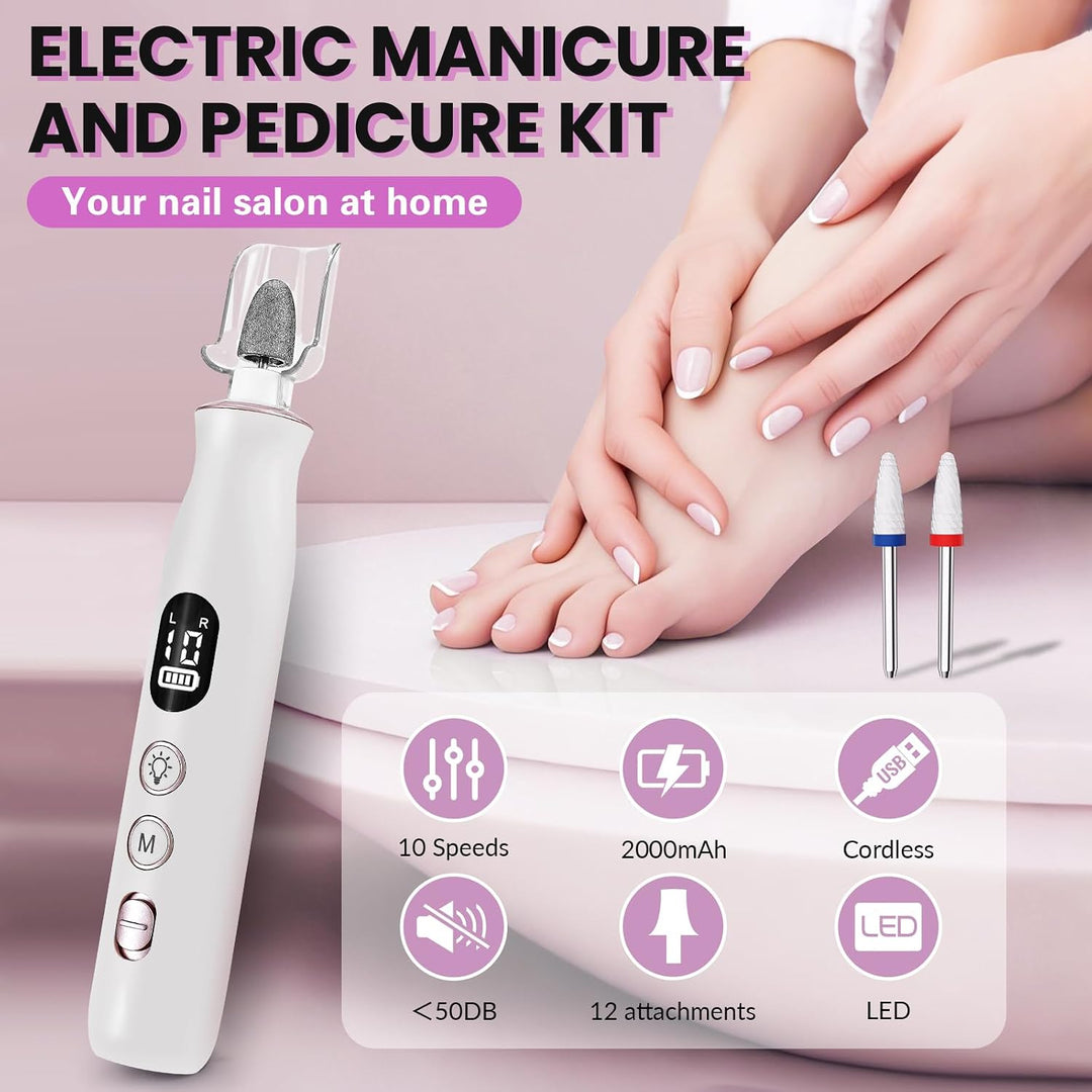 Taladro de uñas eléctrico, lima de uñas portátil recargable inalámb...