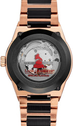 Bulova Latin Grammy Modern Millenia - Reloj automático de acero inoxidable en dos tonos, abertura de latido abierto, parte trasera de caja de exhibición, esfera negra, (Modelo: 98A236)