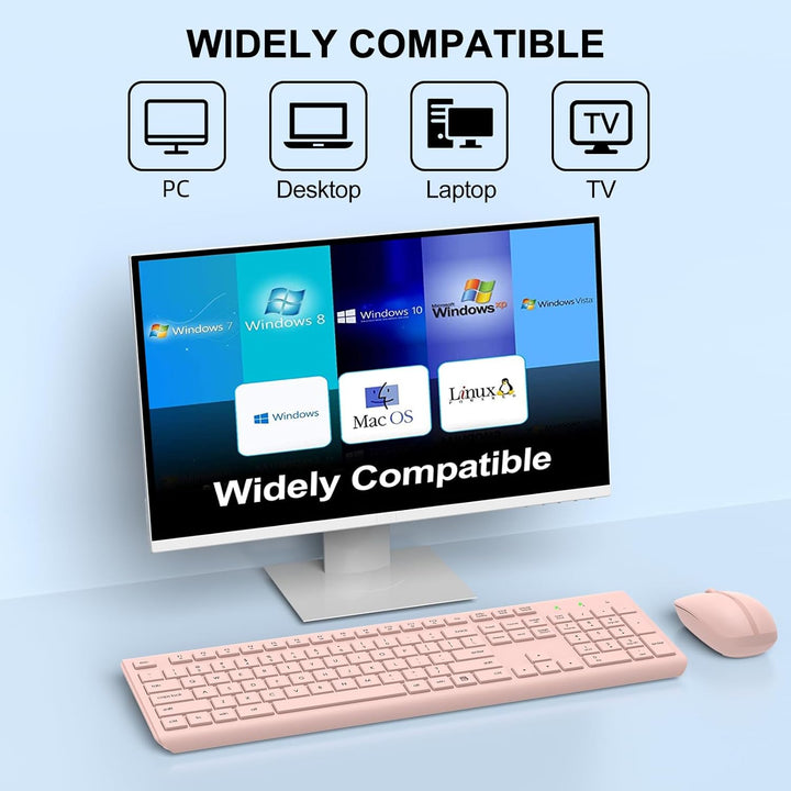 Combo de Teclado y Ratón Inalámbrico, Teclado y Ratón Ergonómico Si...
