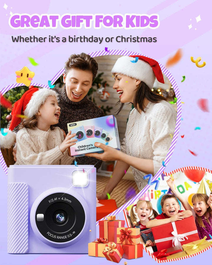 TIATUA Cámara de impresión instantánea para niños, regalos de cumpl...