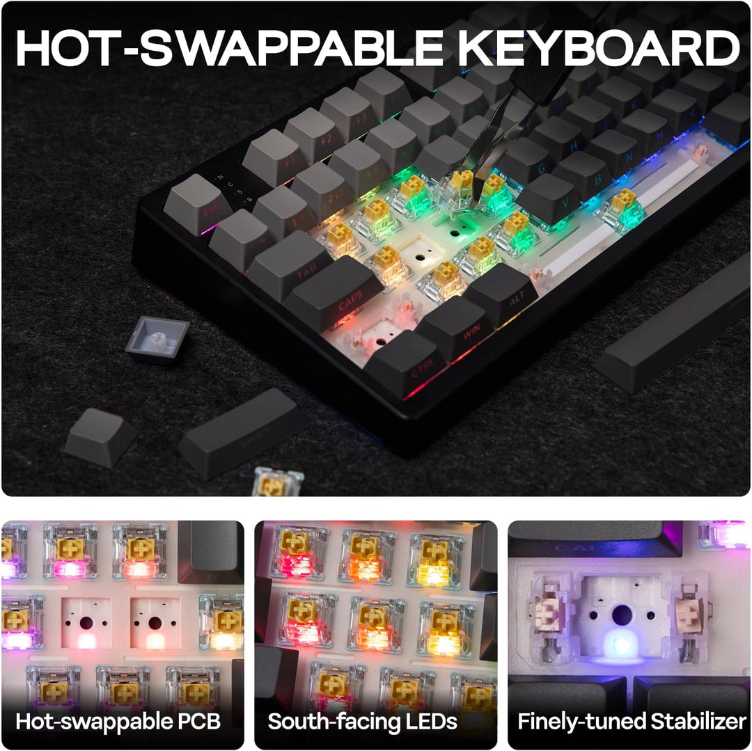 EPOMAKER TH108 Teclado mecánico de tamaño completo, teclado inalámb...