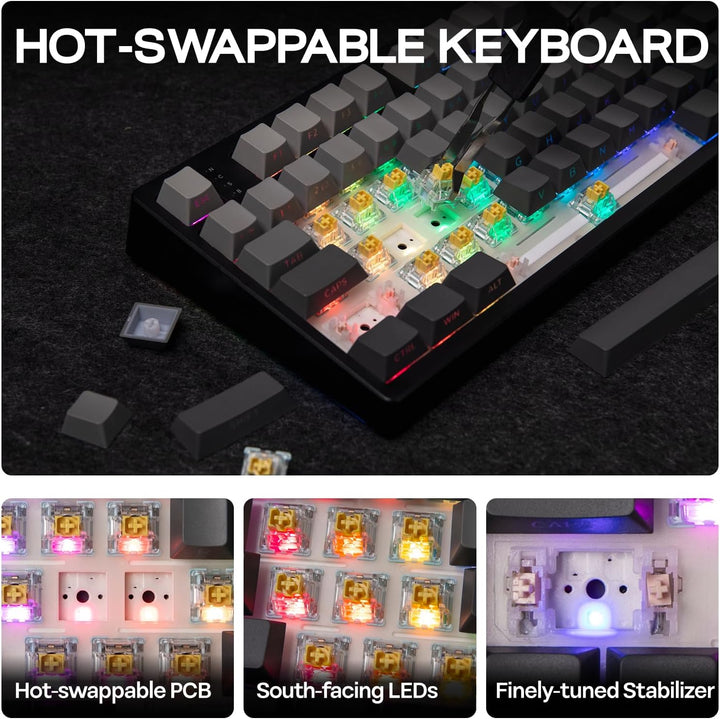 EPOMAKER TH108 Teclado mecánico de tamaño completo, teclado inalámb...