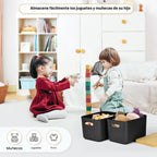 Ohmlove Paquete de 4 contenedores de almacenamiento con tapas de bambú, contenedores de almacenamiento de plástico con tapas, caja de almacenamiento apilable: cestas de almacenamiento para organizar