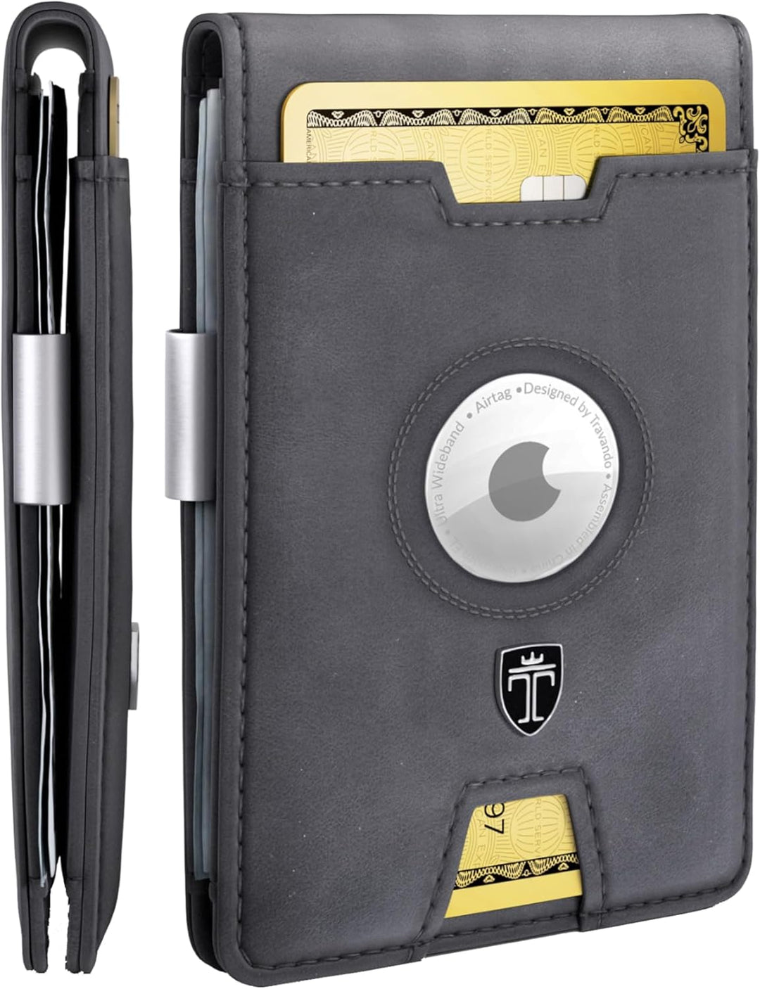 TRAVANDO AirTag* - Cartera para hombre con clip para dinero, tarjet...