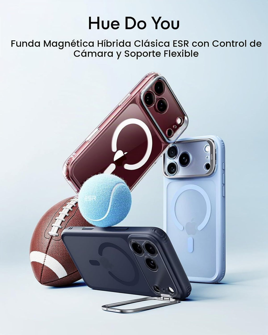 ESR Funda híbrida clásica para iPhone 18 Pro/17 Pro con soporte flexible