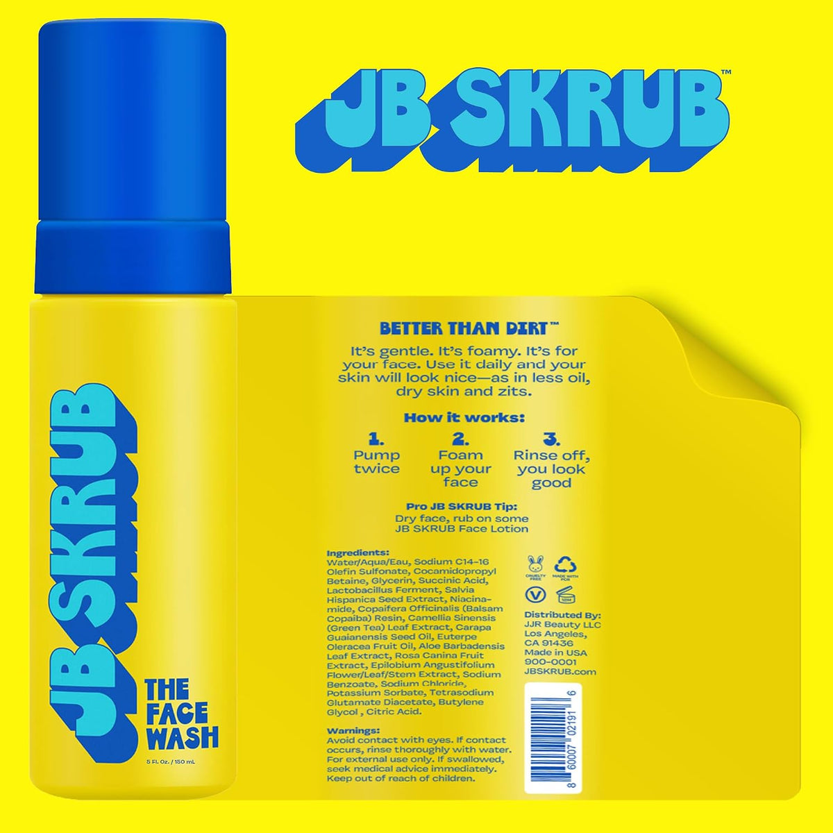 JB SKRUB The Face Wash - Limpiador facial suave para niños, adolesc...