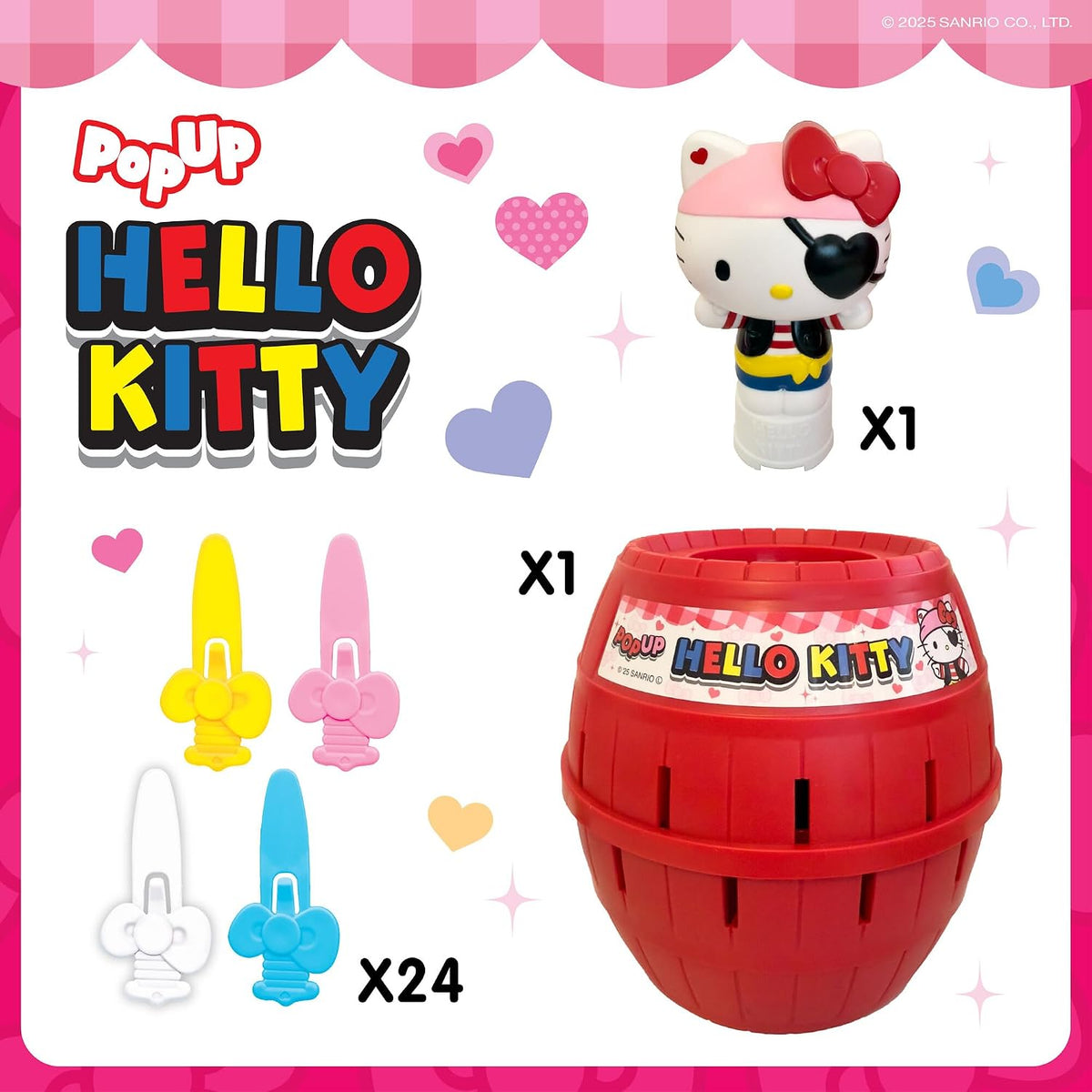TOMY Pop Up Hello Kitty Game - Juego de acción familiar - 2-4 jugadores