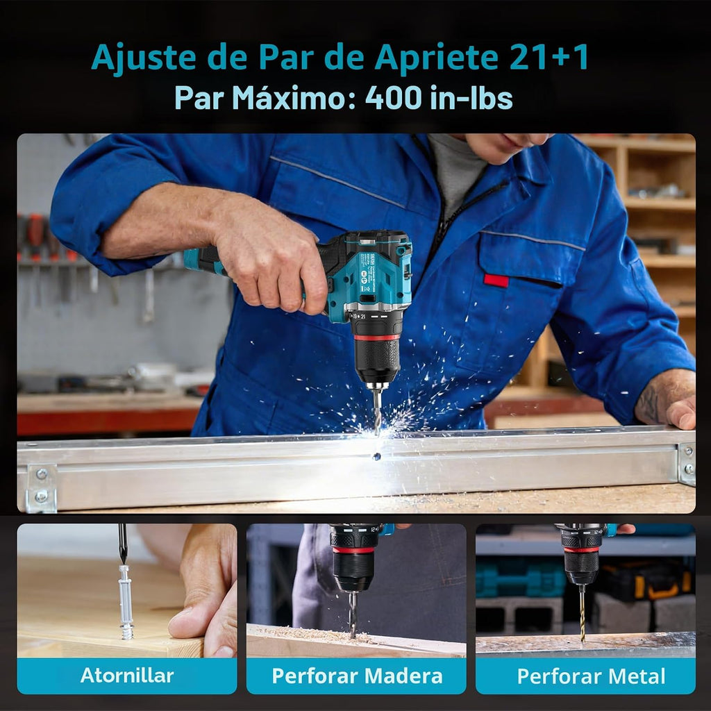 Kit combinado de herramientas eléctricas sin escobillas para taladro inalámbrico para bricolaje en el hogar
