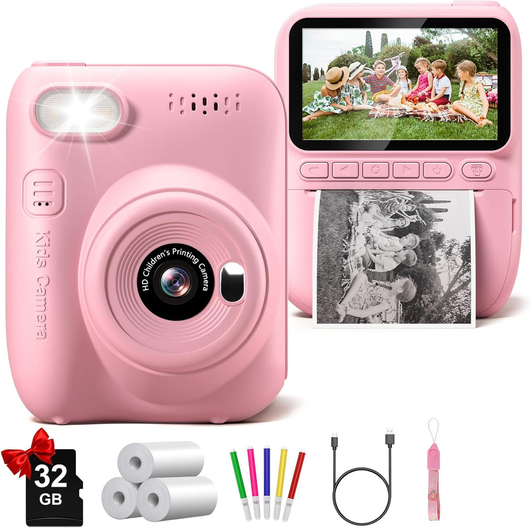 Cámara de impresión instantánea para niños, 3.0" HD 32MP, cámar...