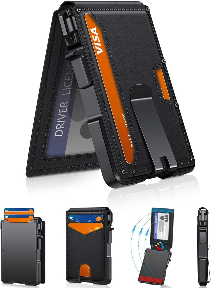 Cartera para hombres, cartera minimalista para hombres de 9-13 tarj...